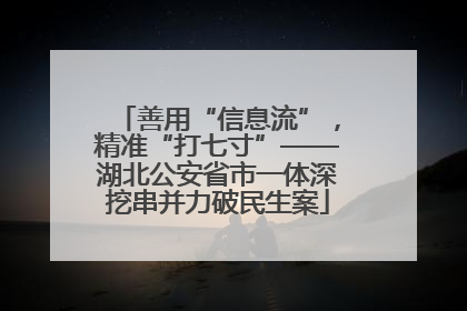 善用“信息流”，精准“打七寸”——湖北公安省市一体深挖串并力破民生案